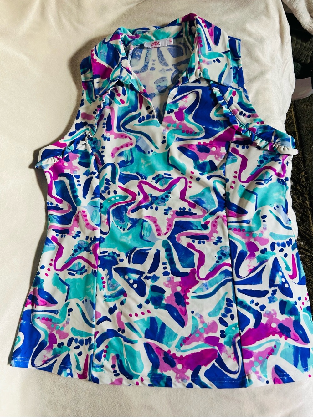 Aryeh Multicolor sleeveless top with Turquoise, Blue & Pink Accents